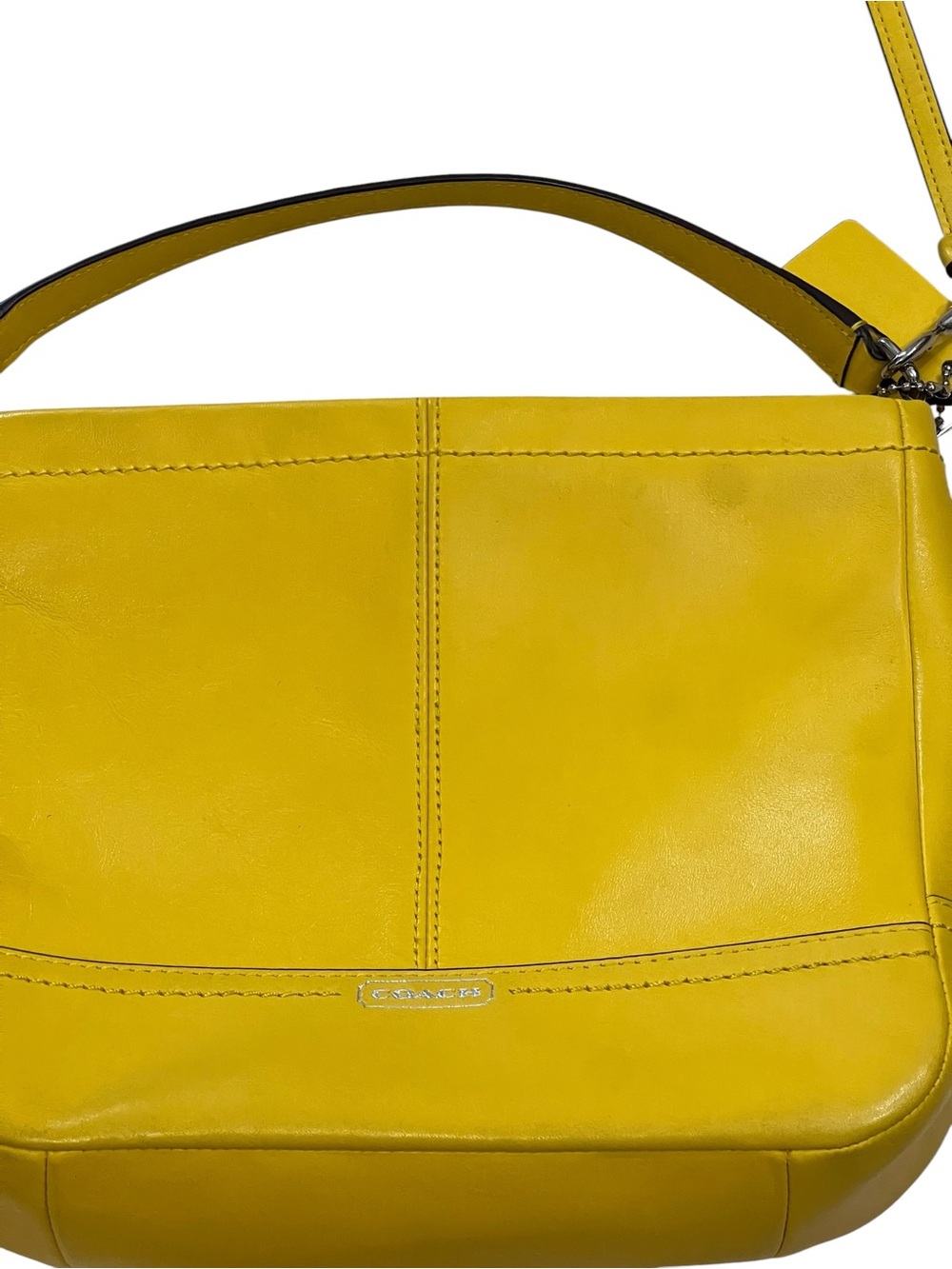 Coach Smooth Leather Yellow Crossbody Convertible Bag - Picture 6 of 11